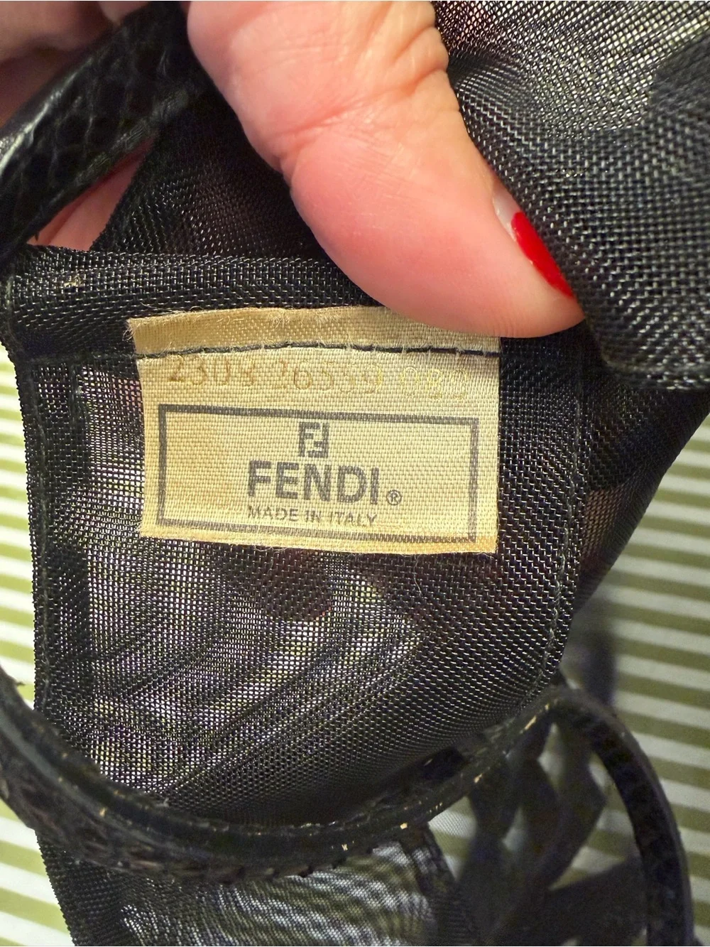 Fendi Black Mesh Beaded Tote Bag